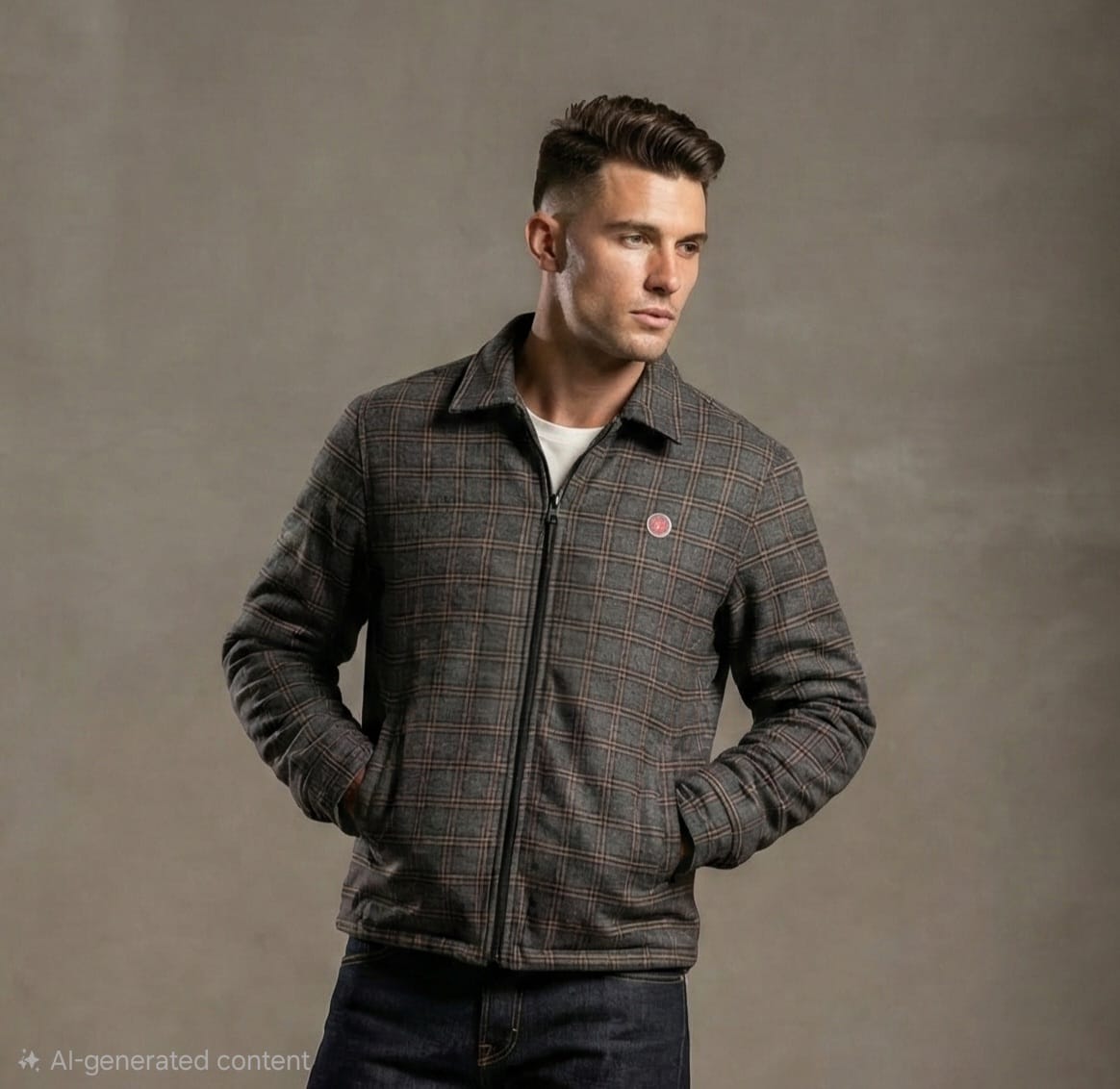 Spykar Men's Classic Checkered Zip-Front Jacket